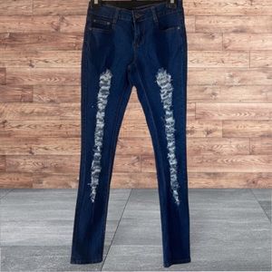 B.O.B.  DISTRESSED DARK WASH JEANS